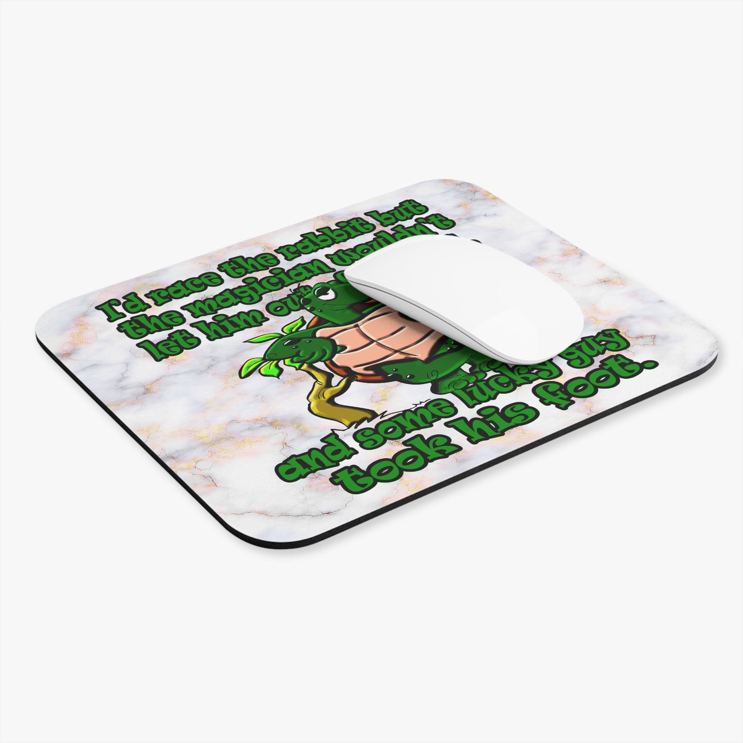 turtle race - Mouse Pad (Rectangle) (white marble)