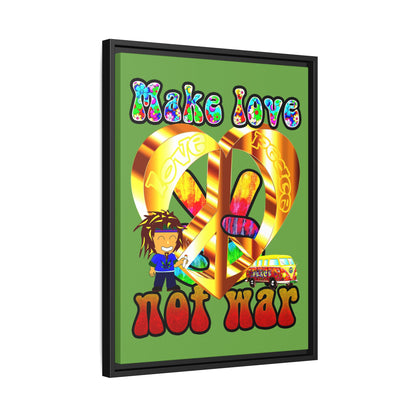 love peace - framed canvas art (green)