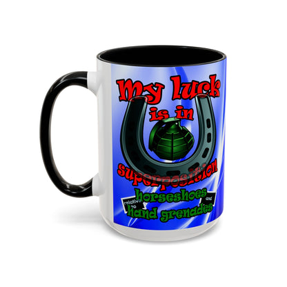my luck - Accent Mug (blue-white wave)