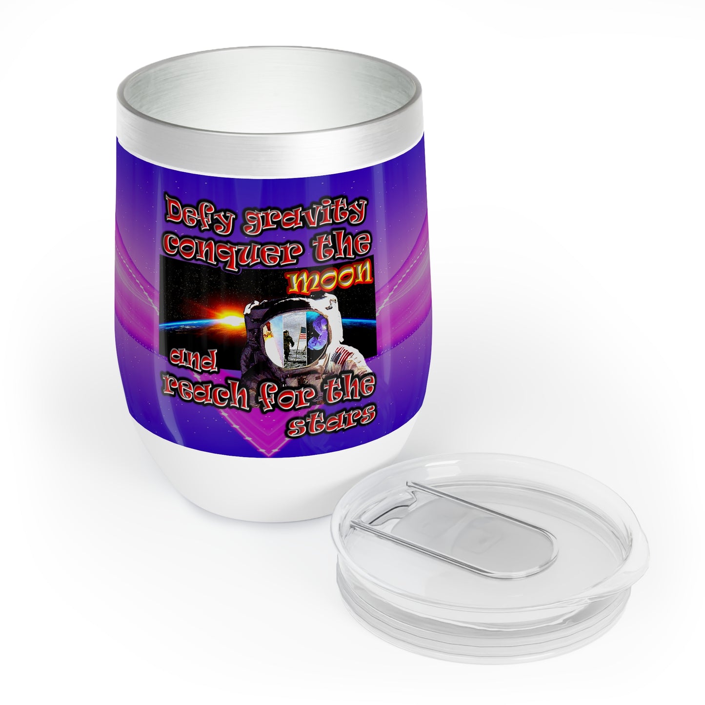 defy conquer reach - Chill Wine Tumbler (purple-pink wave)