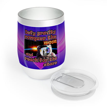 defy conquer reach - Chill Wine Tumbler (purple-pink wave)