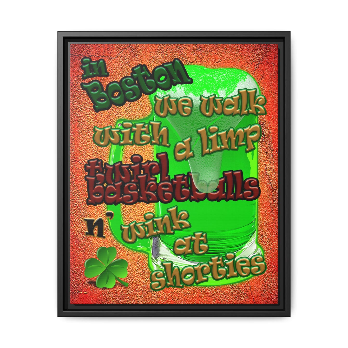 celtics logo - framed canvas art (burnt orange)