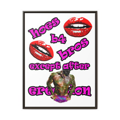 hoes b4 bros - framed canvas art (white)