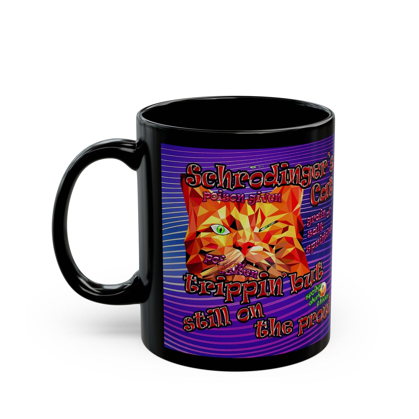 schrodinger's cat - Black Mug (purple wave)