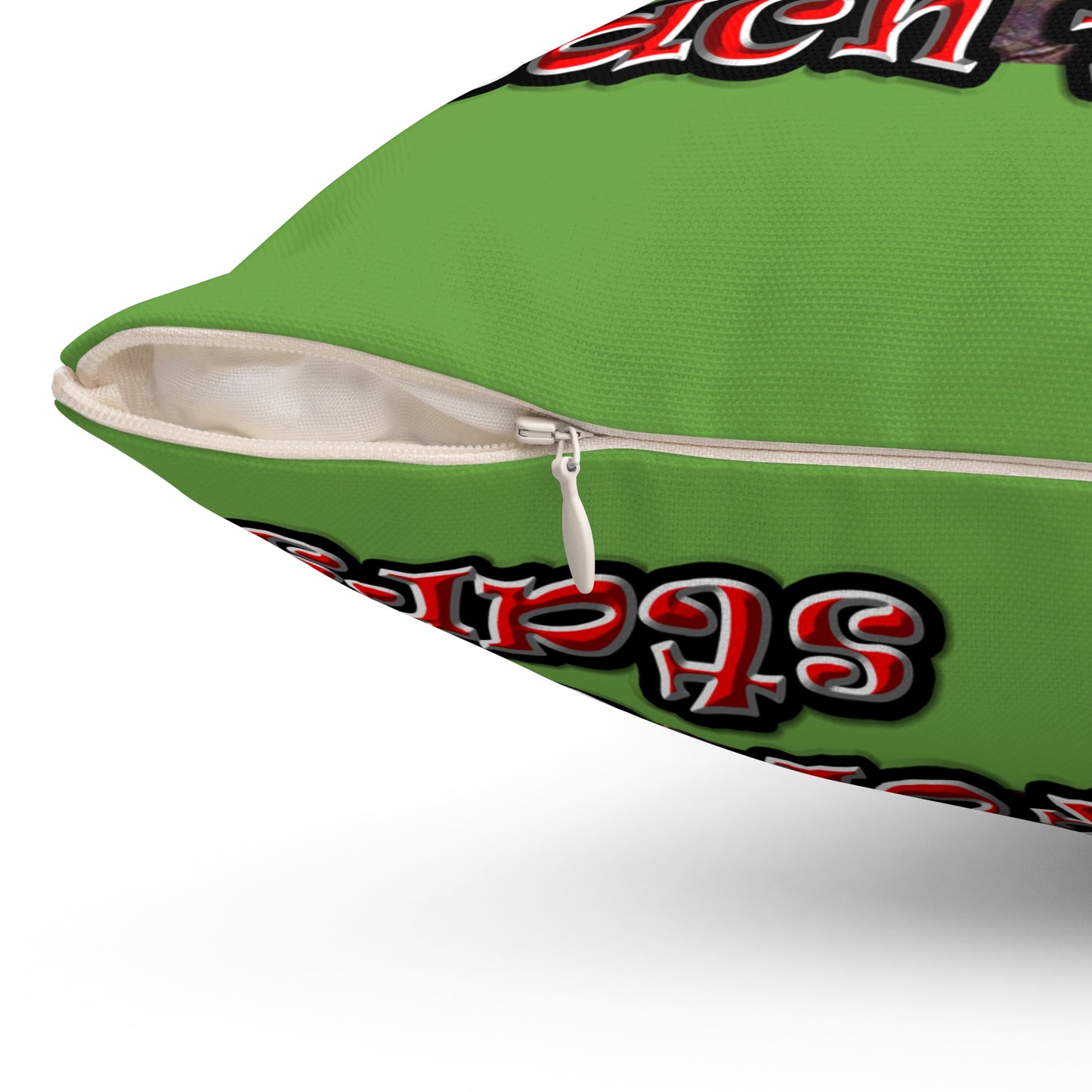 defy conquer reach - Spun Polyester Square Pillow - (green)