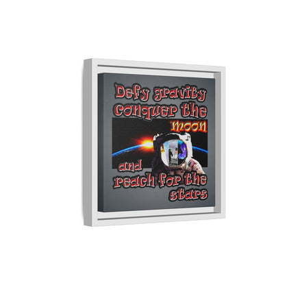 defy conquer reach - framed canvas art (grey-light grey)