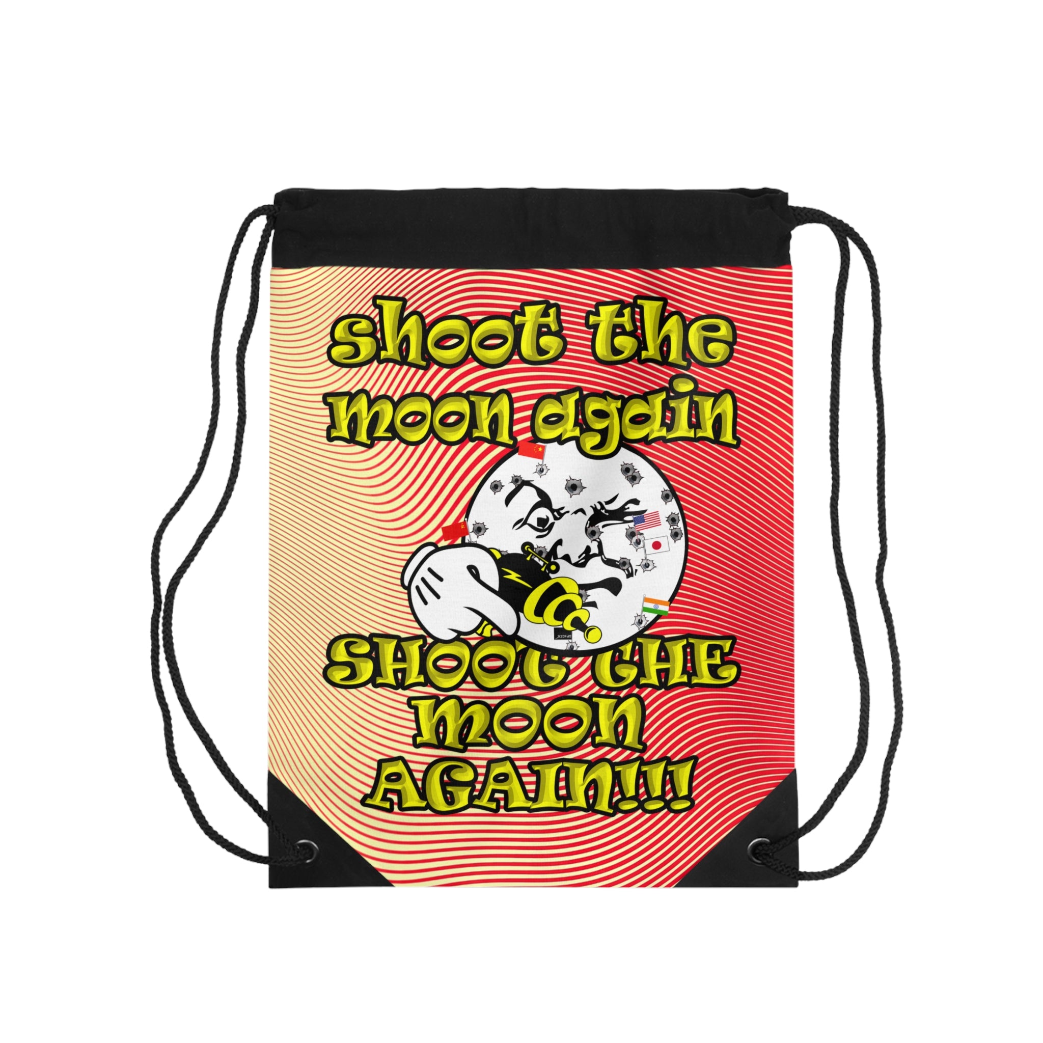 shoot the moon again - Drawstring Bag (yellow-orange wave)