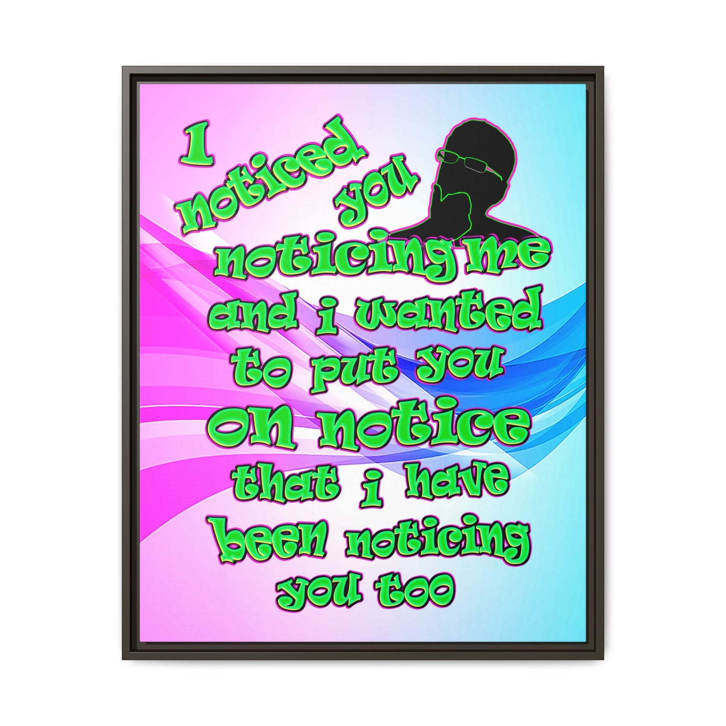 noticed you noticing - framed canvas art (light blue-pink wave)