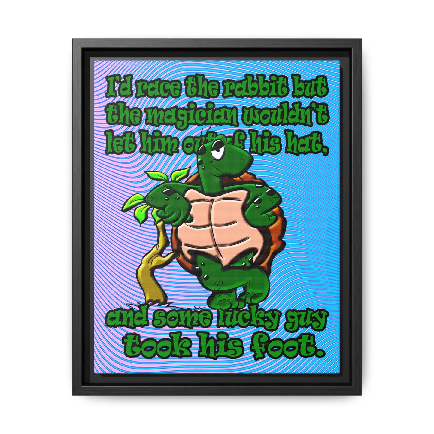 turtle race - framed canvas art (light blue-purple wave)