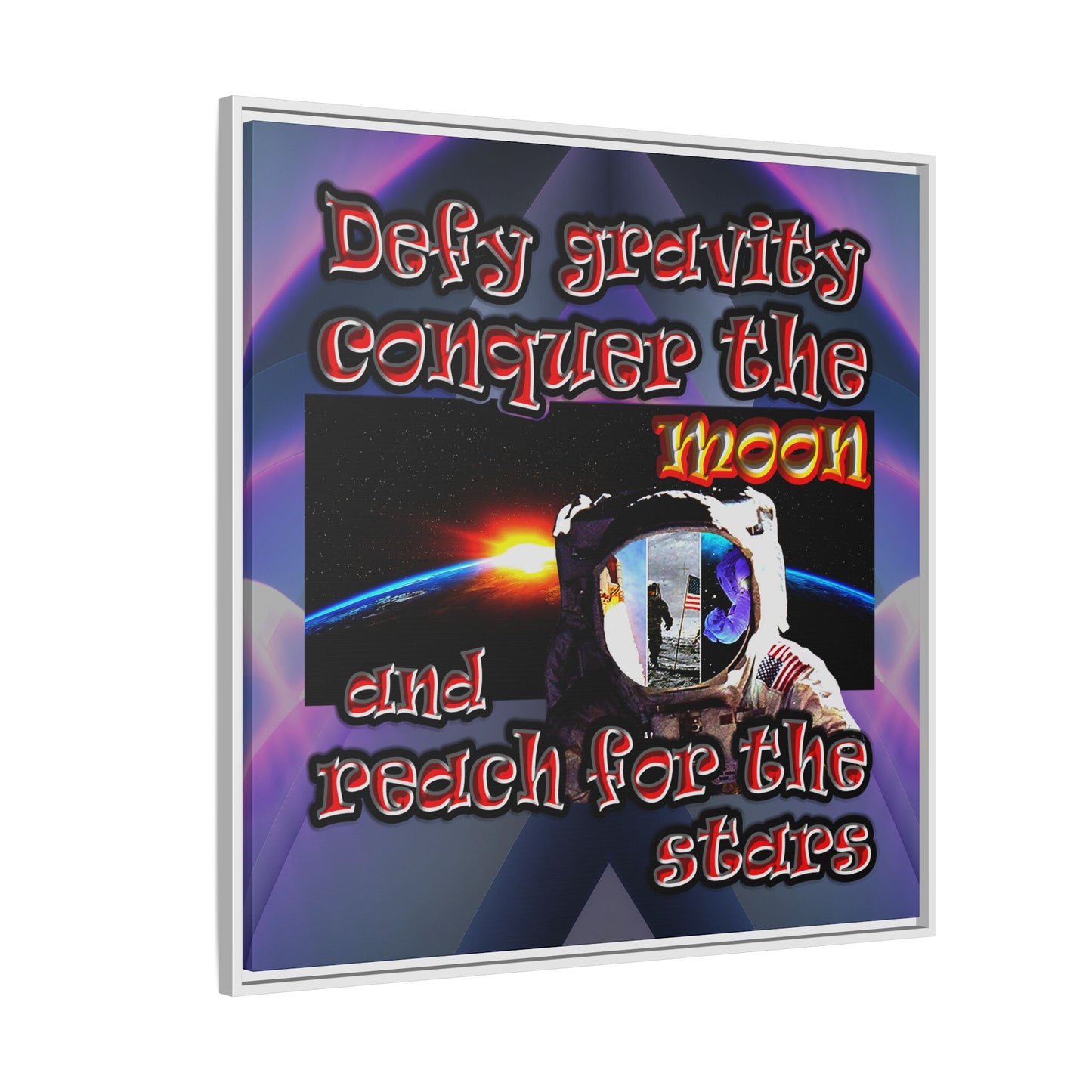 defy conquer reach - framed canvas art (grey-pink wave)
