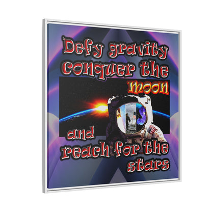 defy conquer reach - framed canvas art (grey-pink wave)