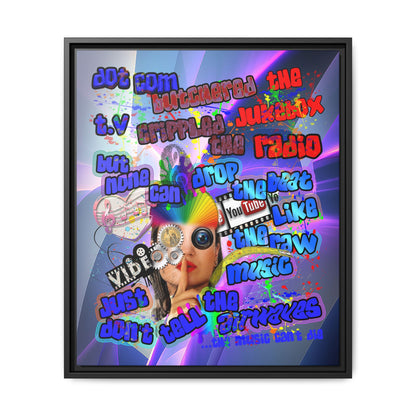 drop the beat - framed canvas art (grey-pink wave)