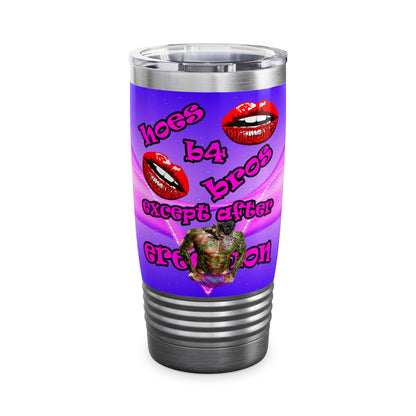 hoes b4 bros - Ringneck Tumbler, 20oz (purple-pink wave)