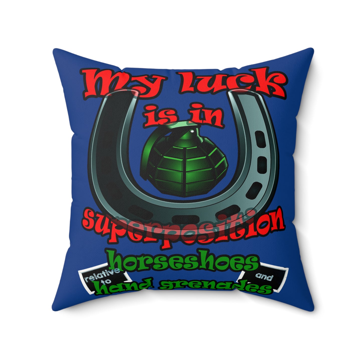 my luck - Faux Suede Square Pillow - (dark blue)