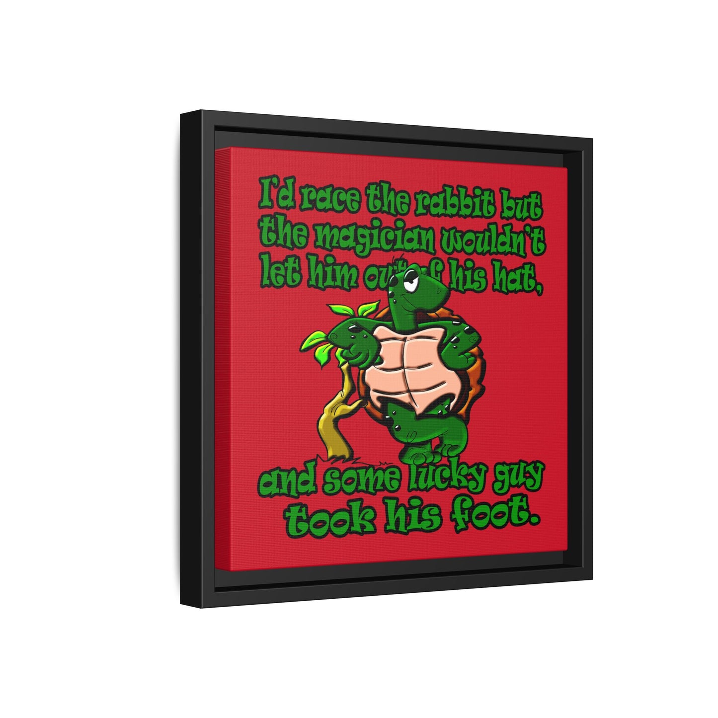 turtle race - framed canvas art (dark red)