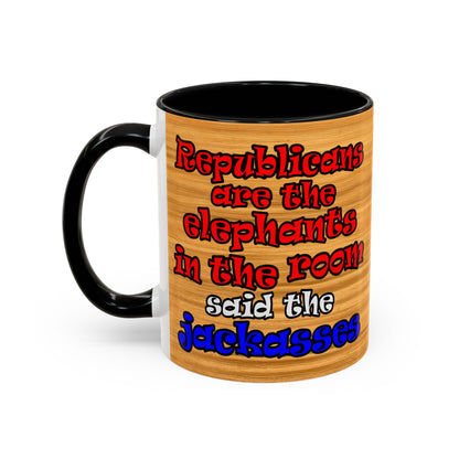 donkeys and elephants - Accent Mug (butterscotch wood finish)