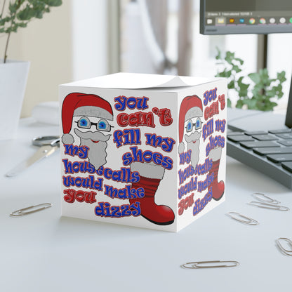 santa's shoes - note cube (white)