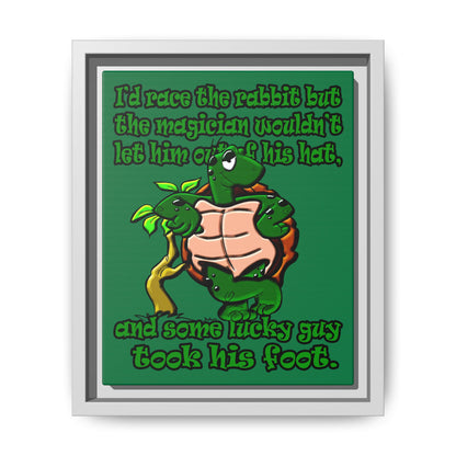 turtle race - framed canvas art (dark green)