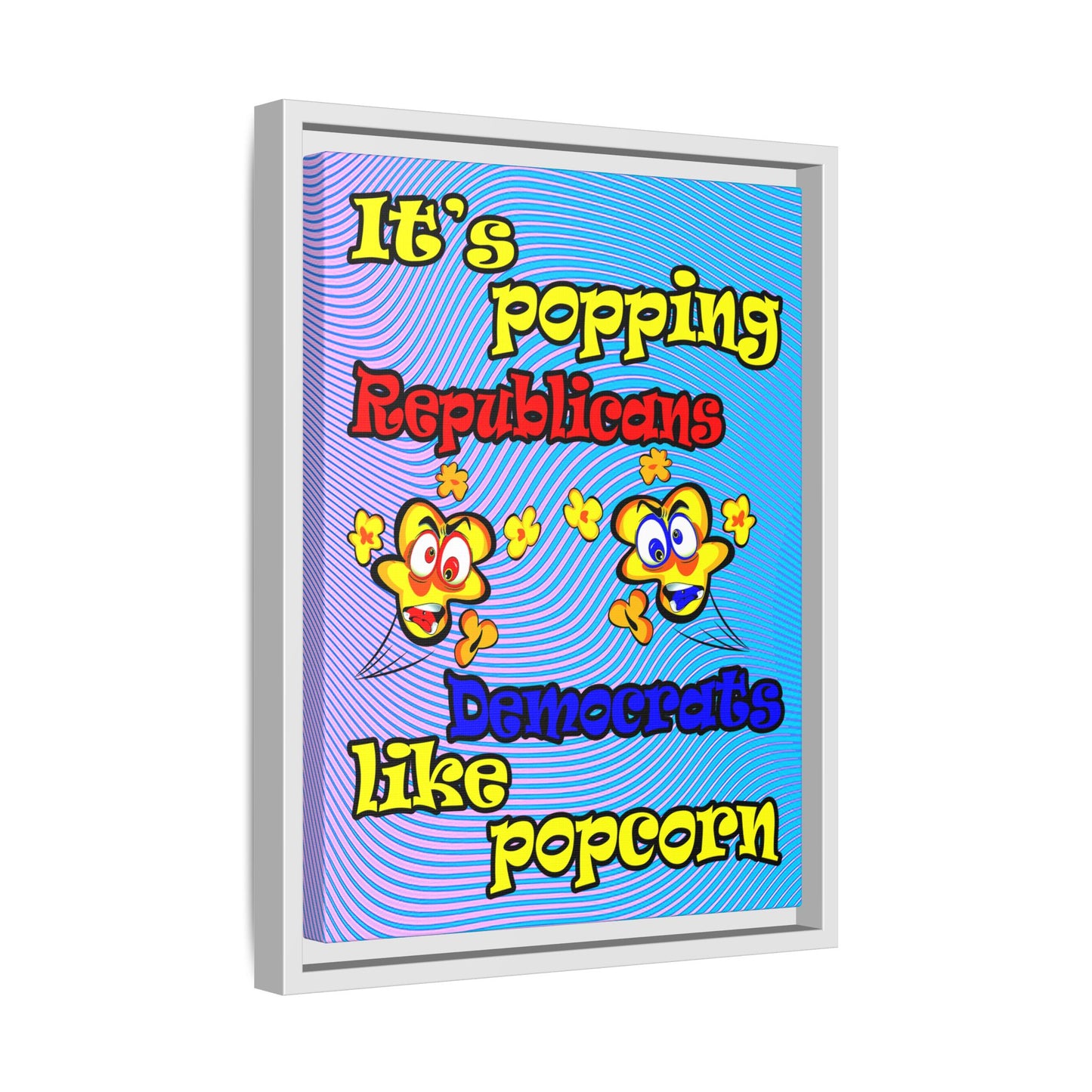 popping like popcorn - framed canvas art (light blue-purple wave)