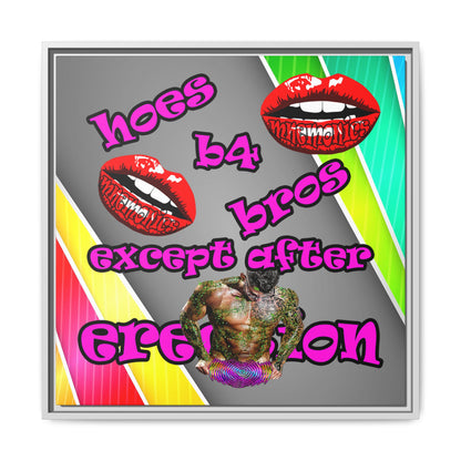 hoes b4 bros - framed canvas art (rainbow split)