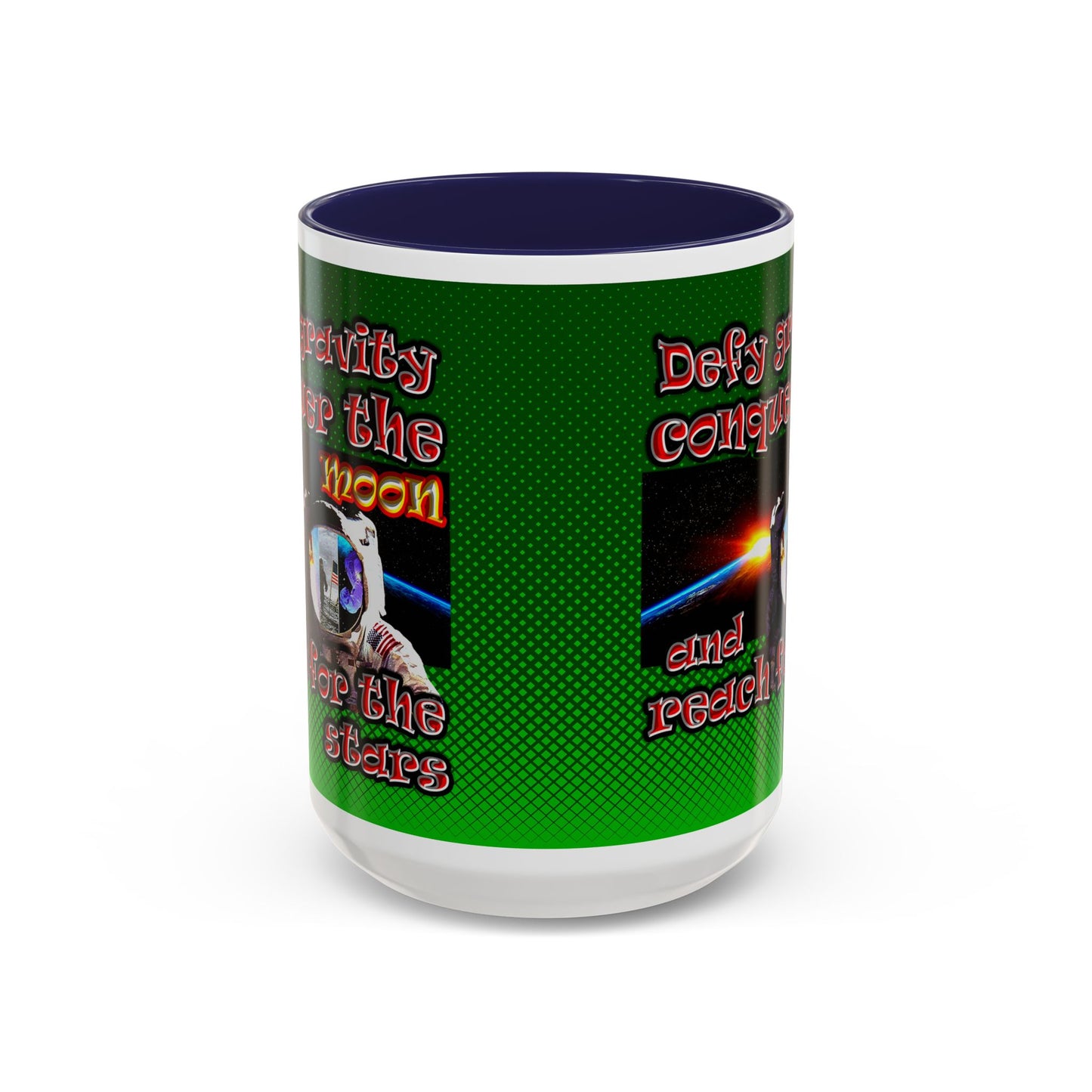 defy conquer reach - Accent Mug (logo green)