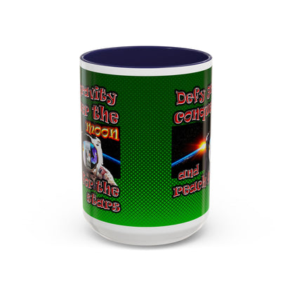 defy conquer reach - Accent Mug (logo green)