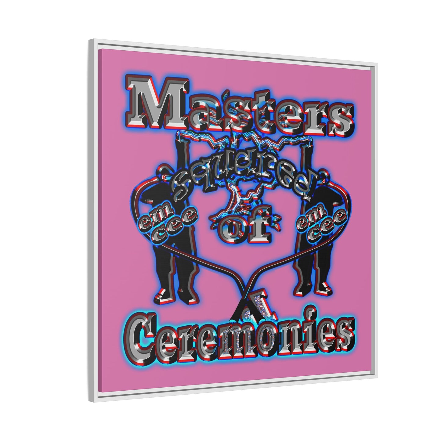 em cee squared - framed canvas art (light pink)