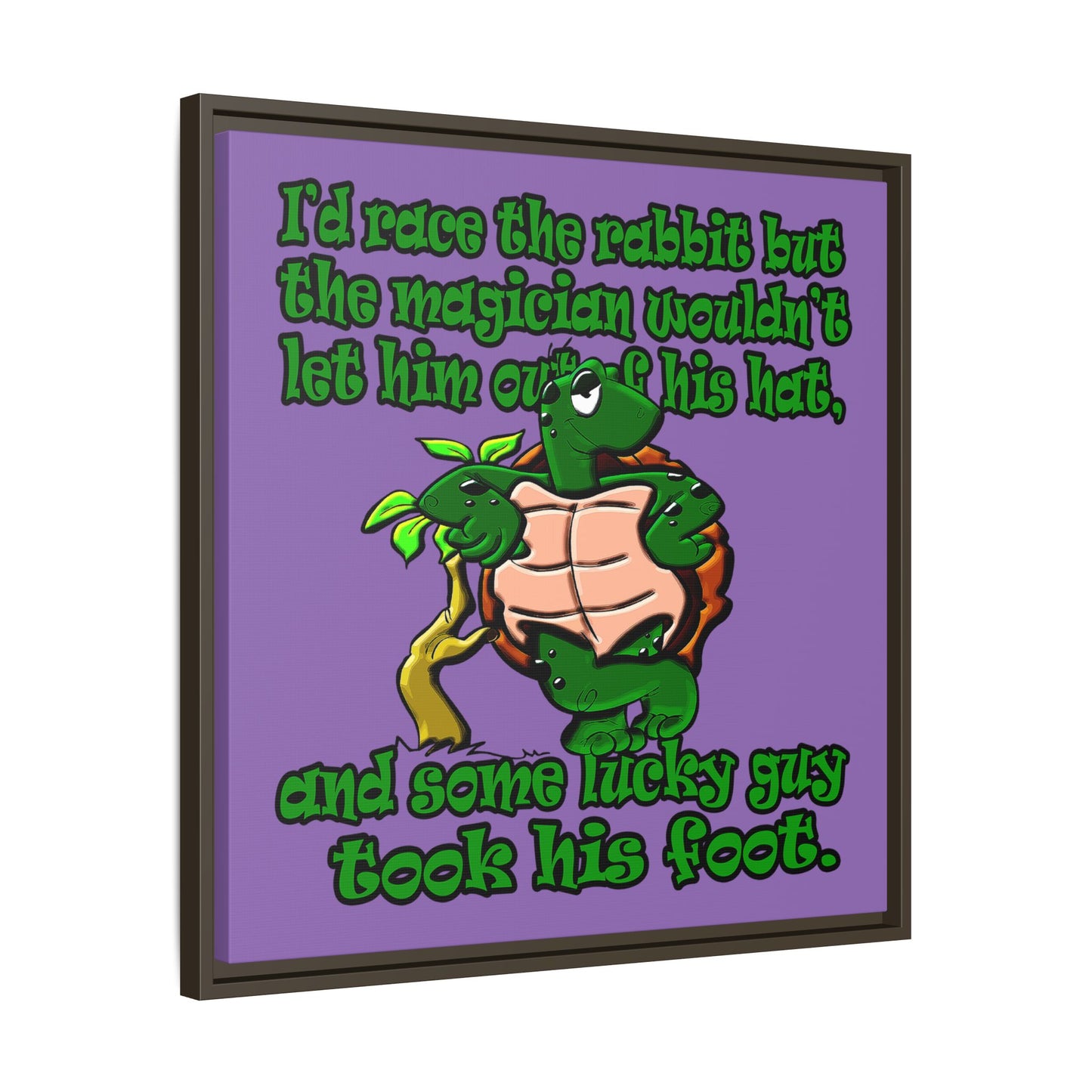 turtle race - framed canvas art (light purple)