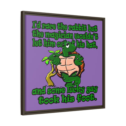 turtle race - framed canvas art (light purple)