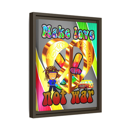 love peace - framed canvas art (rainbow split)