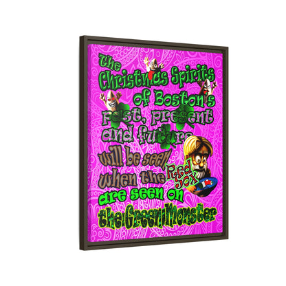 christmas spirits of boston - framed canvas art (pink swirl)