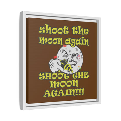 shoot the moon again - framed canvas art (brown)