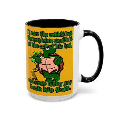 turtle race - Accent Mug (yellow)