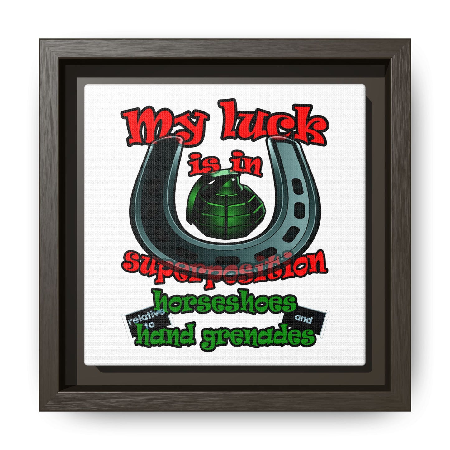 my luck - framed canvas art (white)