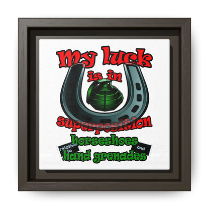 my luck - framed canvas art (white)