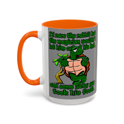 turtle race - Accent Mug (grey)