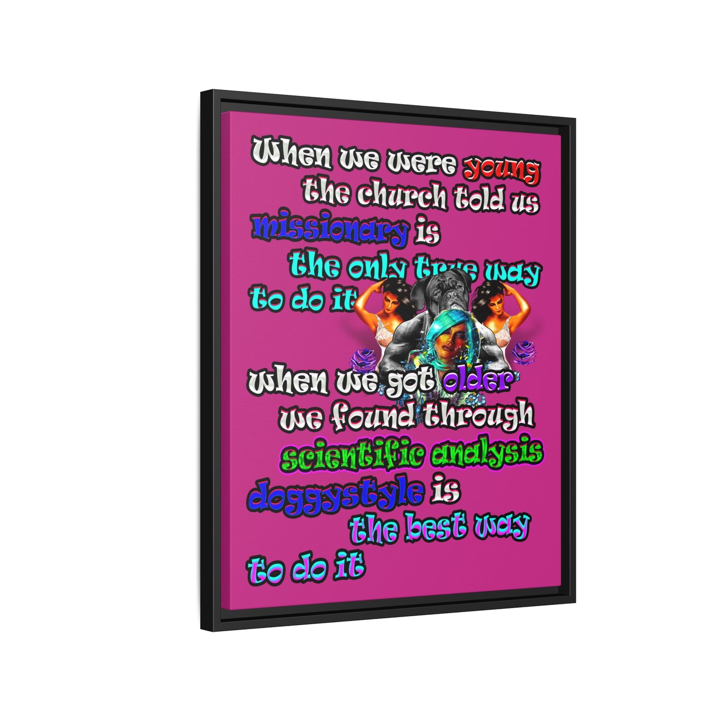 doggystyle - framed canvas art (pink)