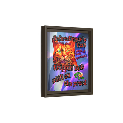 schrodinger's cat - framed canvas art (grey-pink wave)