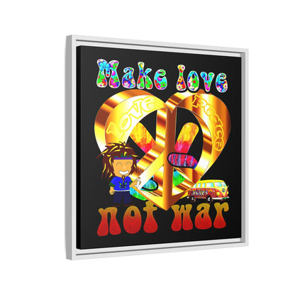 love peace - framed canvas art (black)