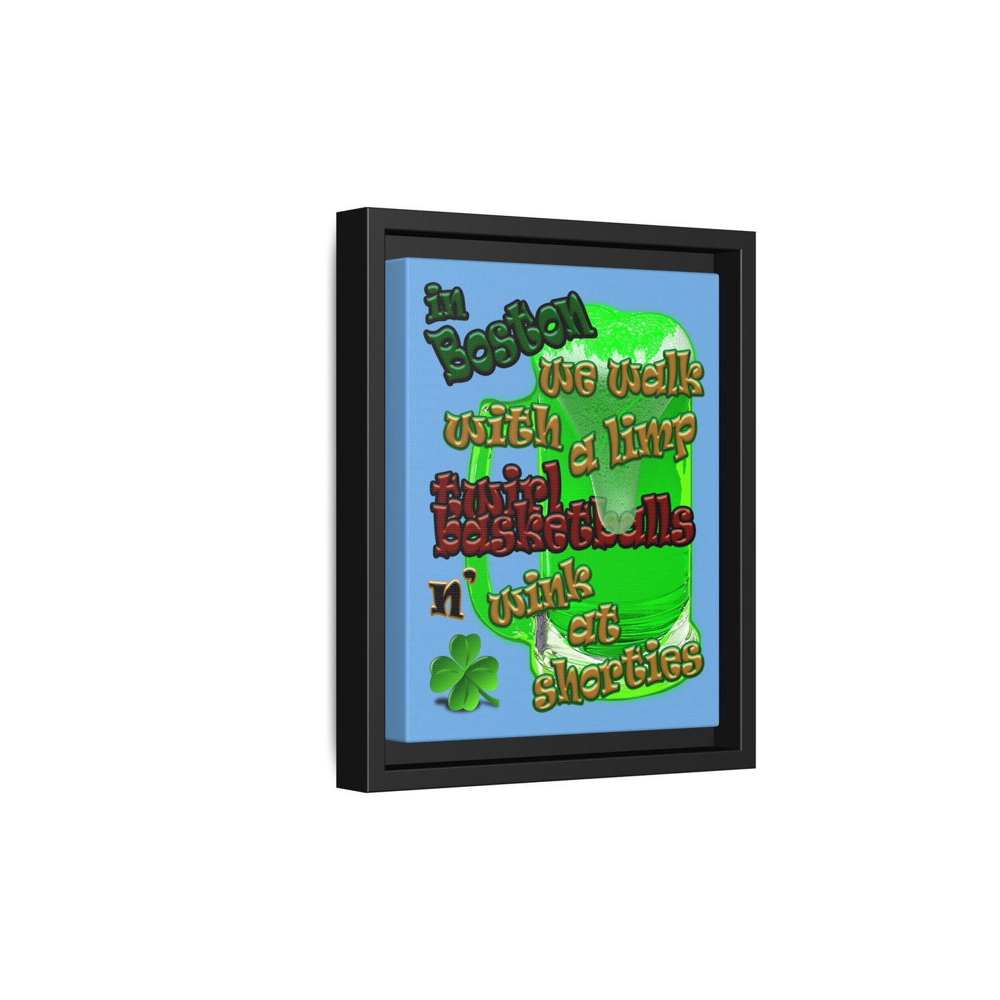 celtics logo - framed canvas art (light blue)