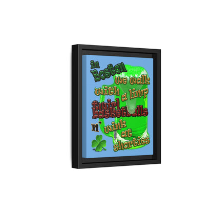 celtics logo - framed canvas art (light blue)