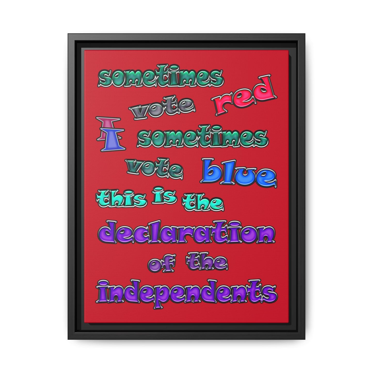 declaration of the independents - framed canvas art (dark red)