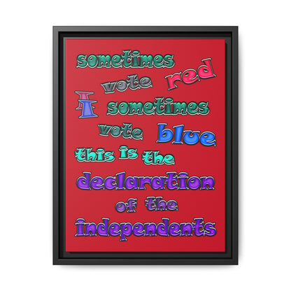 declaration of the independents - framed canvas art (dark red)