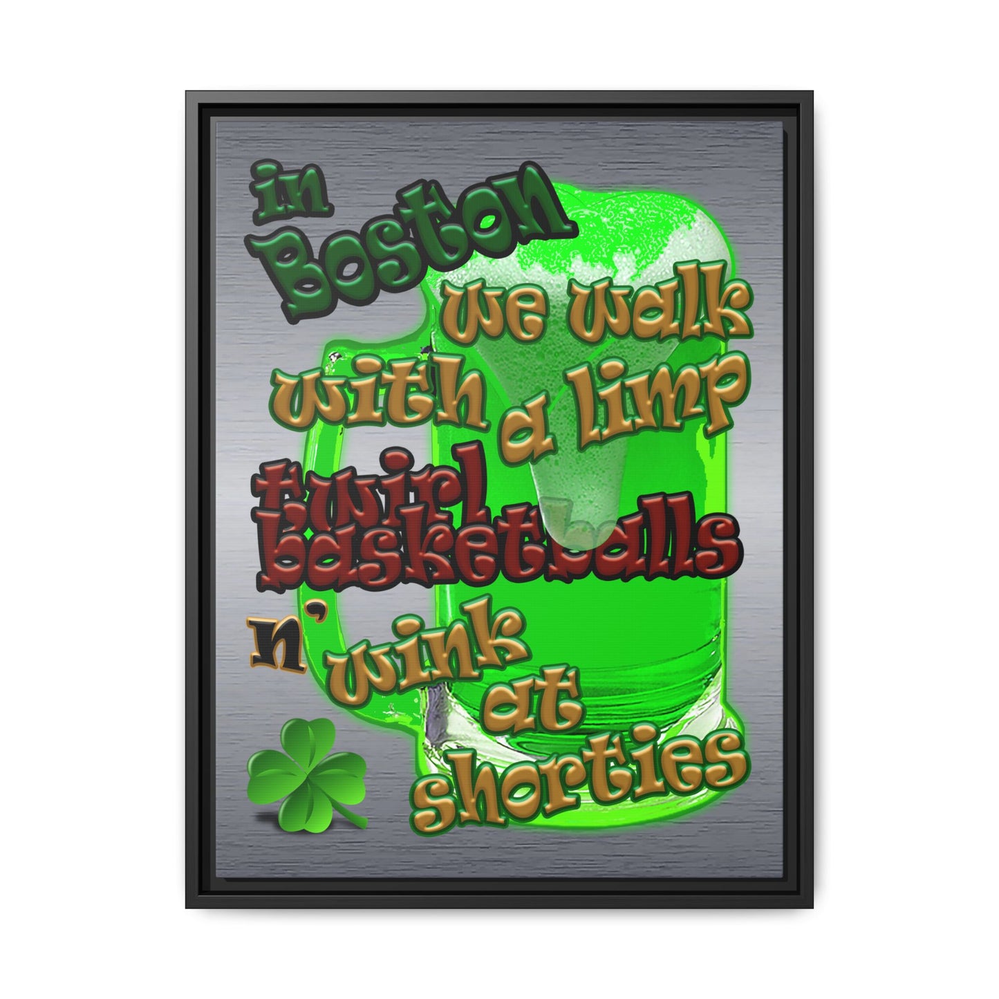 celtics logo - framed canvas art (brushed nickel)