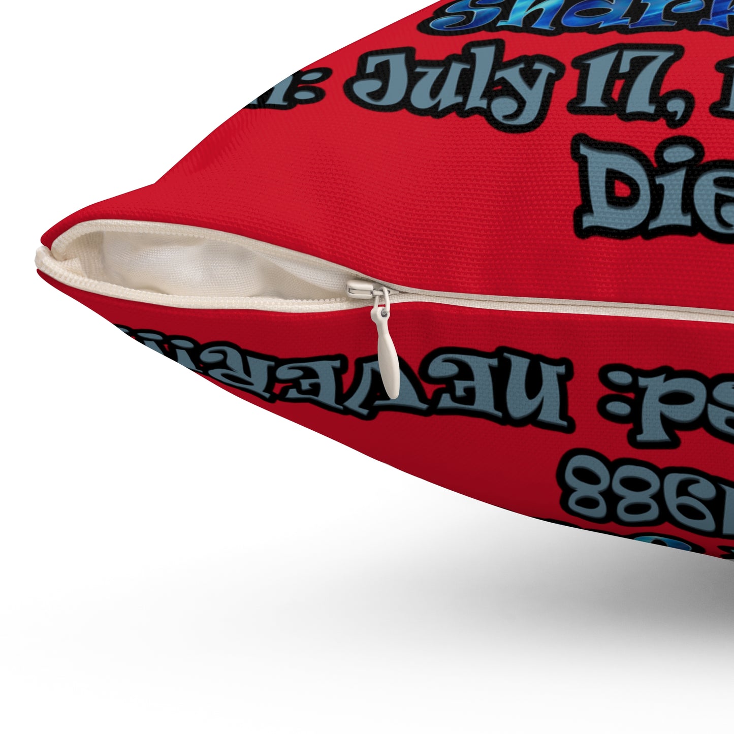 shark week - Spun Polyester Square Pillow - (dark red)