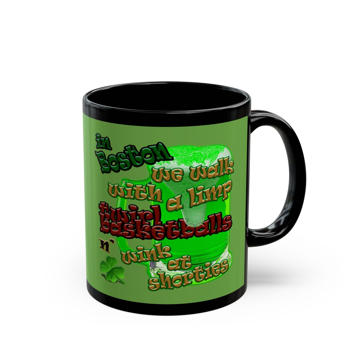 celtics logo - Black Mug (green)