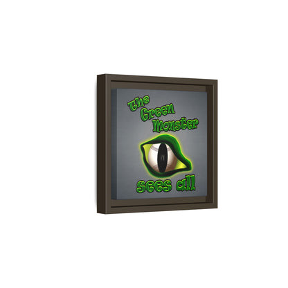 green monster - framed canvas art (grey-light grey)