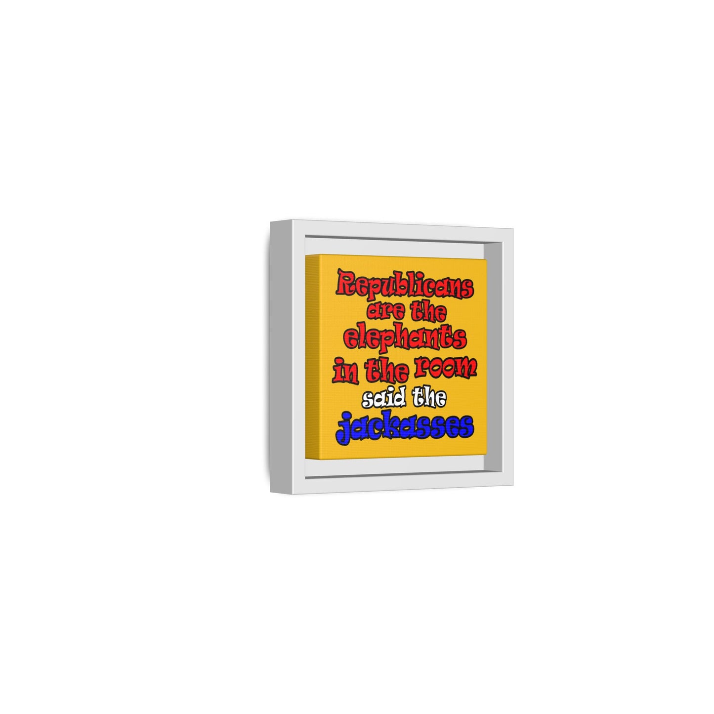 donkeys and elephants - framed canvas art (yellow)