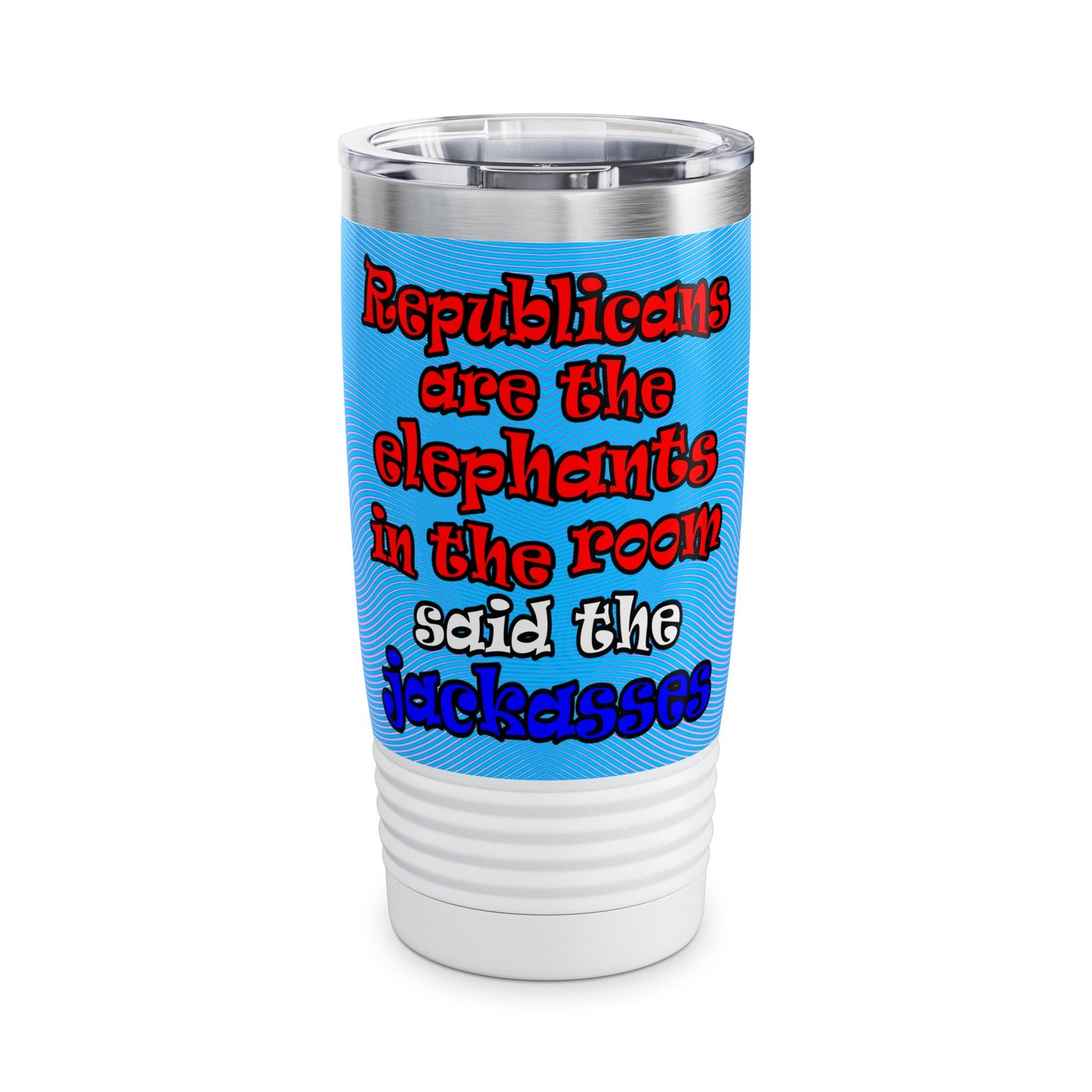donkeys and elephants - Ringneck Tumbler, 20oz (light blue-purple wave)