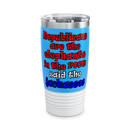 donkeys and elephants - Ringneck Tumbler, 20oz (light blue-purple wave)